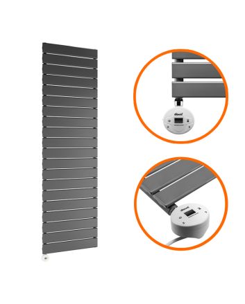 1400 x 400mm Electric Anthracite Single Flat Panel Vertical Radiator