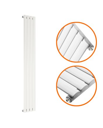 1780 x 236mm White Single Oval Tube Vertical Radiator 