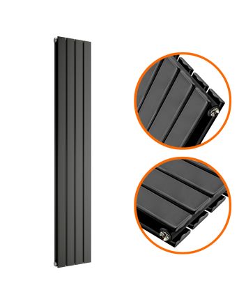 1600 x 280mm Black Double Flat Panel Vertical Radiator 
