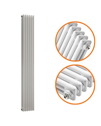 1800 x 293mm White Vertical Traditional 3 Column Radiator