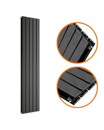1780 x 350mm Black Double Flat Panel Vertical Radiator 