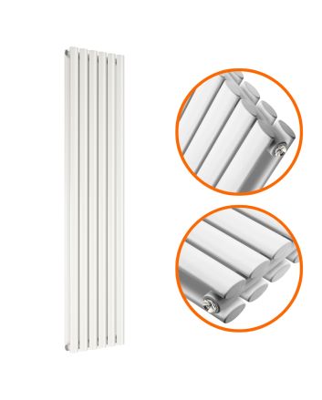 1780 x 354mm White Double Oval Tube Vertical Radiator 