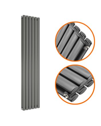 1600 x 354mm Anthracite Double Oval Tube Vertical Radiator 