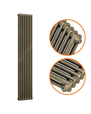 1500 x 383mm Antique Brass Vertical Traditional 2 Column Radiator