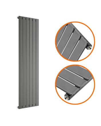 1600 x 420mm Anthracite Single Flat Panel Vertical Radiator 