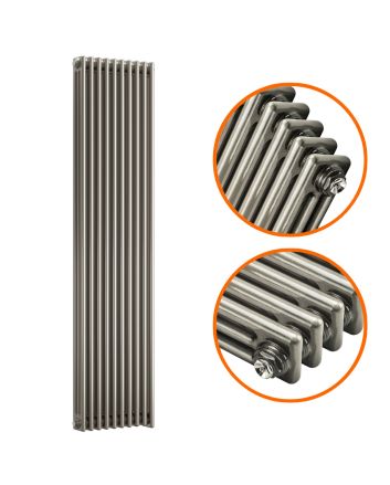 1800 x 470mm Raw Metal Lacquered Vertical Traditional 3 Column Radiator