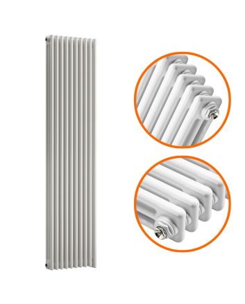 1500 x 470mm White Vertical Traditional 3 Column Radiator