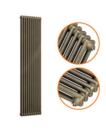 1500 x 470mm Antique Brass Vertical Traditional 2 Column Radiator