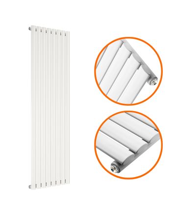 1780 x 472mm White Single Oval Tube Vertical Radiator 