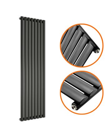 1780 x 472mm Black Single Oval Tube Vertical Radiator 