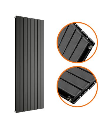 1780 x 560mm Black Double Flat Panel Vertical Radiator 