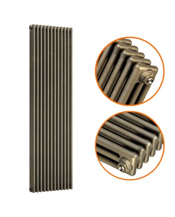 1500 x 560mm Antique Brass Vertical Traditional 3 Column Radiator