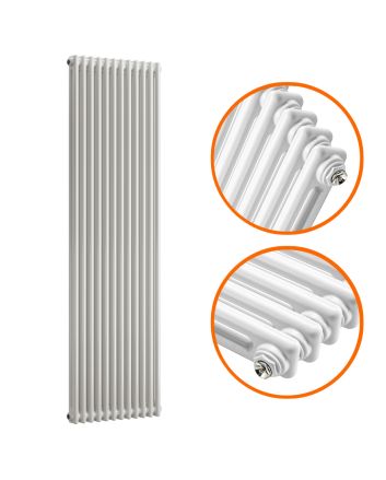 1500 x 560mm White Vertical Traditional 2 Column Radiator