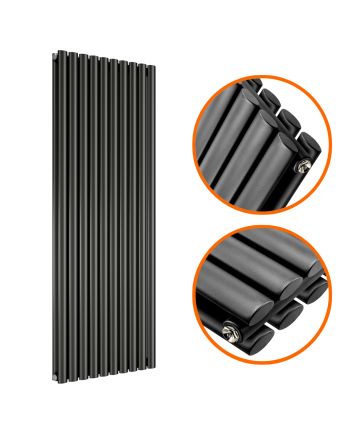 1780 x 590mm Black Double Oval Tube Vertical Radiator 