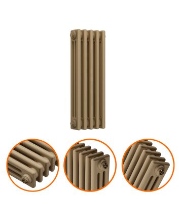 600 x 249mm Antique Brass Horizontal Traditional 2 Column Radiator