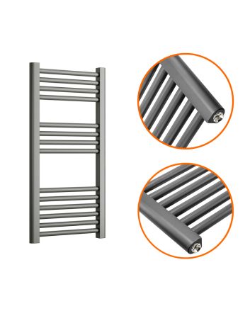 800 x 400mm Straight Anthracite Heated Towel Rail