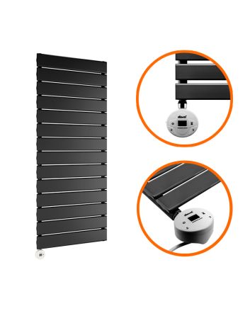 980 x 400mm Electric Black Single Flat Panel Vertical Radiator