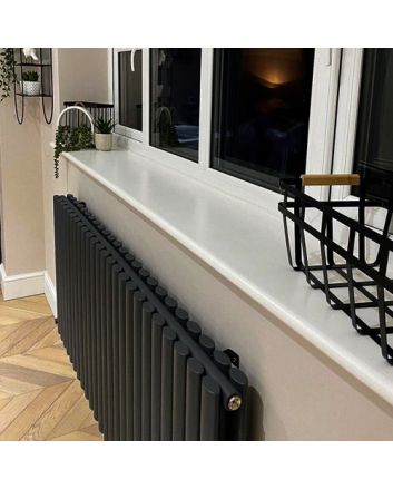 635 x 236mm Black Single Oval Tube Horizontal Radiator 