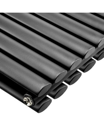 354mm x 1600mm Black Double Oval Tube Horizontal / Landscape Radiator 