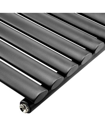 1600 x 236mm Black Single Oval Tube Vertical Radiator 