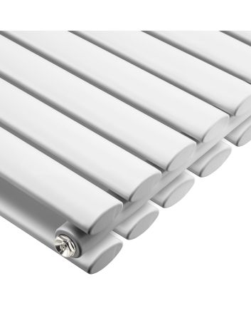 635 x 415mm White Double Oval Tube Horizontal Radiator 