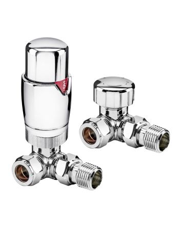 Modern Chrome Thermostatic Radiator Valves, Corner Fitment