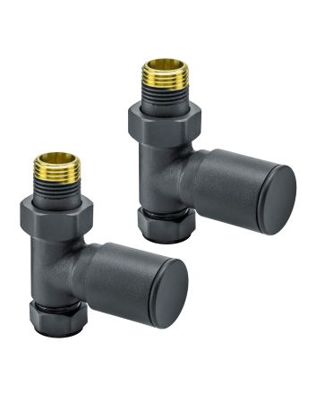 Modern Anthracite Radiator Valves, Straight Fitment