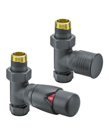 Modern Anthracite Thermostatic Radiator Valves, Straight Fitment