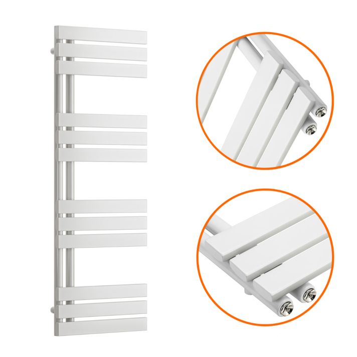 1180 x 400mm White Flat Panel Bathroom Towel Radiator