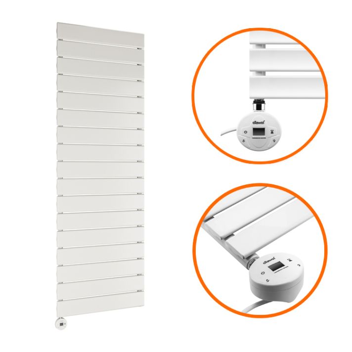 1190 x 400mm Electric White Single Flat Panel Vertical Radiator