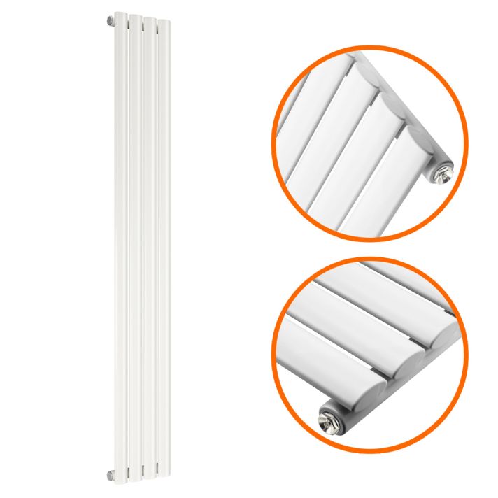 1780 x 236mm White Single Oval Tube Vertical Radiator 