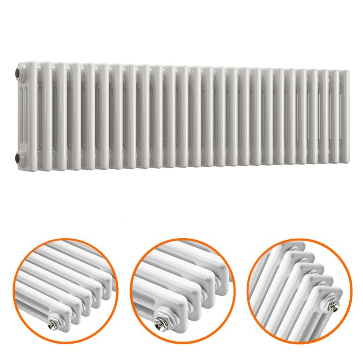 300 x 1193mm White Horizontal Traditional 3 Column Radiator