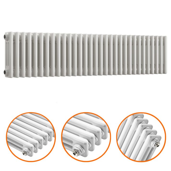 300 x 1508mm White Horizontal Traditional 3 Column Radiator