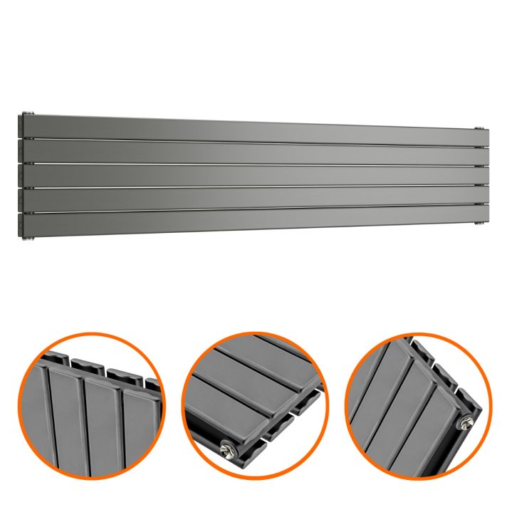 350mm x 1780mm Anthracite Double Flat Panel Horizontal / Landscape Radiator