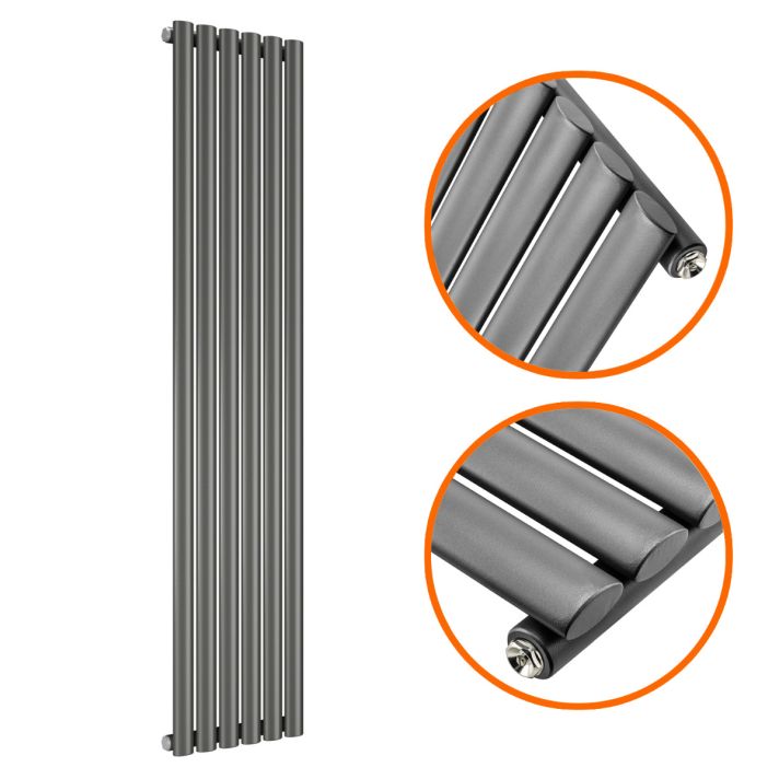 1780 x 354mm Anthracite Single Oval Tube Vertical Radiator 