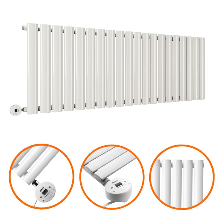 400 x 1180mm Electric White Single Oval Panel Horizontal Radiator