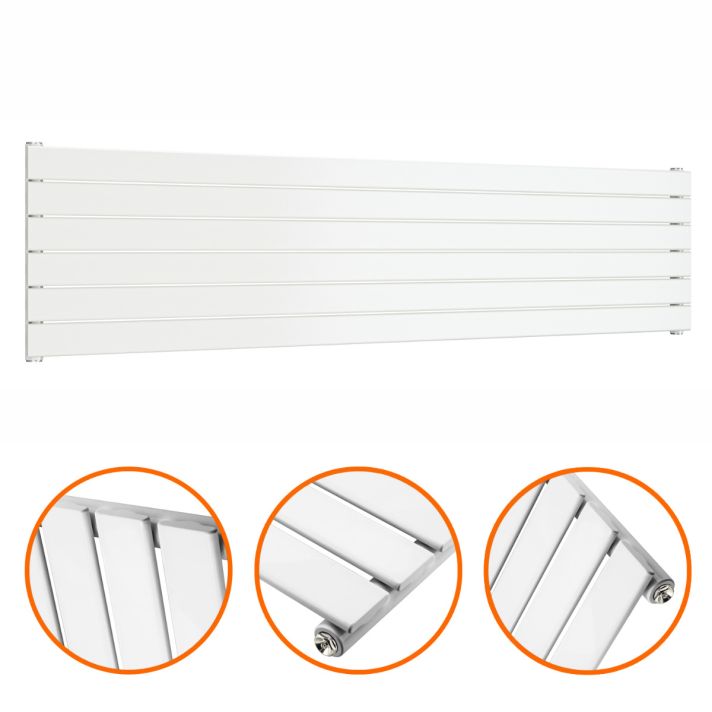 420mm x 1780mm White Single Flat Panel Horizontal / Landscape Radiator
