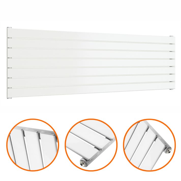 490mm x 1600mm White Single Flat Panel Horizontal / Landscape Radiator