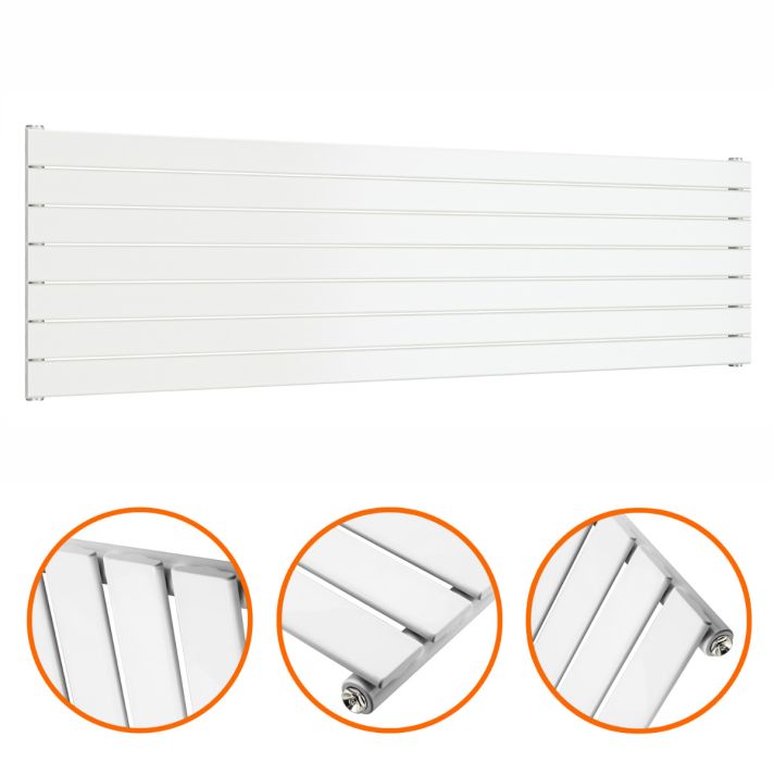 490mm x 1780mm White Single Flat Panel Horizontal / Landscape Radiator