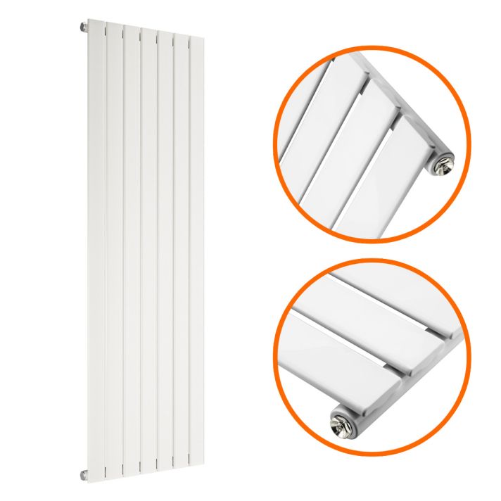 1600 x 490mm White Single Flat Panel Vertical Radiator 