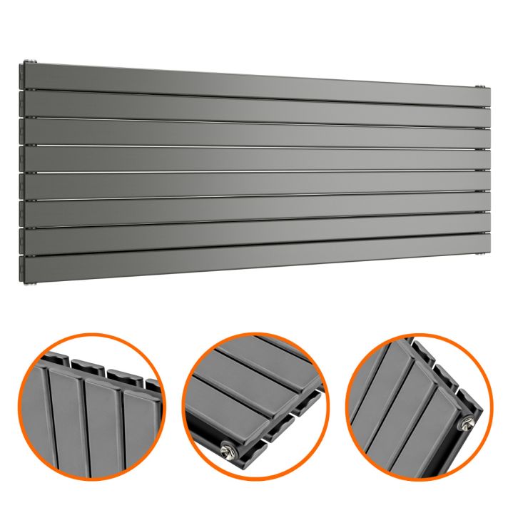 560mm x 1600mm Anthracite Double Flat Panel Horizontal / Landscape Radiator