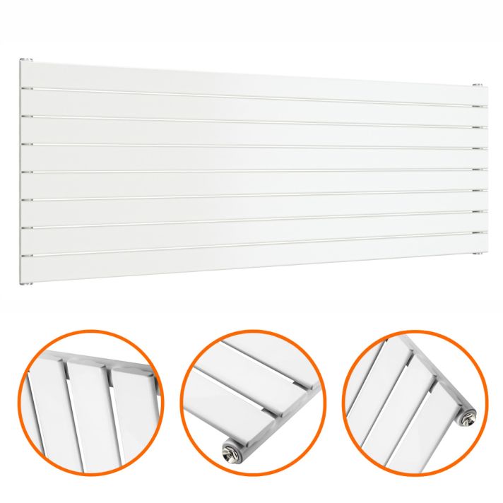 560mm x 1600mm White Single Flat Panel Horizontal / Landscape Radiator