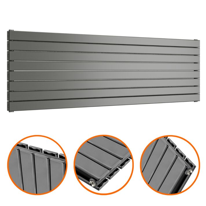 560mm x 1780mm Anthracite Double Flat Panel Horizontal / Landscape Radiator