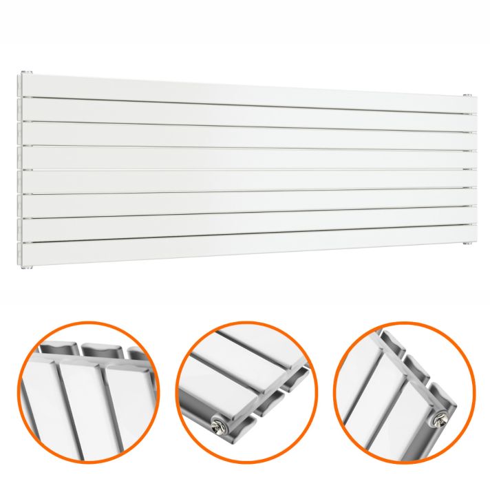 560mm x 1780mm White Double Flat Panel Horizontal / Landscape Radiator