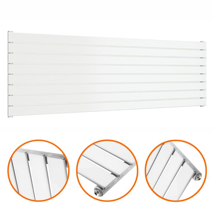 560mm x 1780mm White Single Flat Panel Horizontal / Landscape Radiator