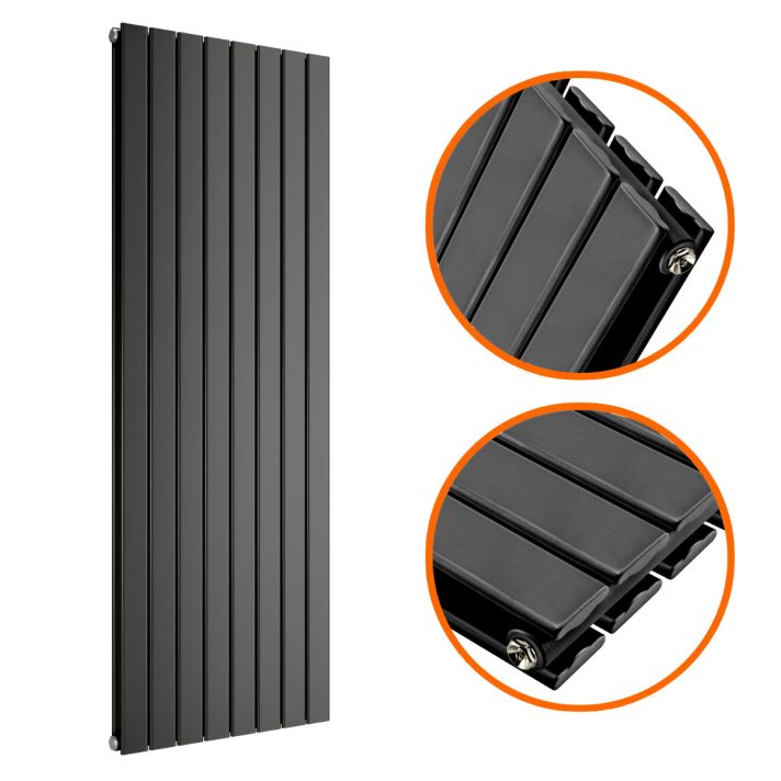 1780 x 560mm Black Double Flat Panel Vertical Radiator 