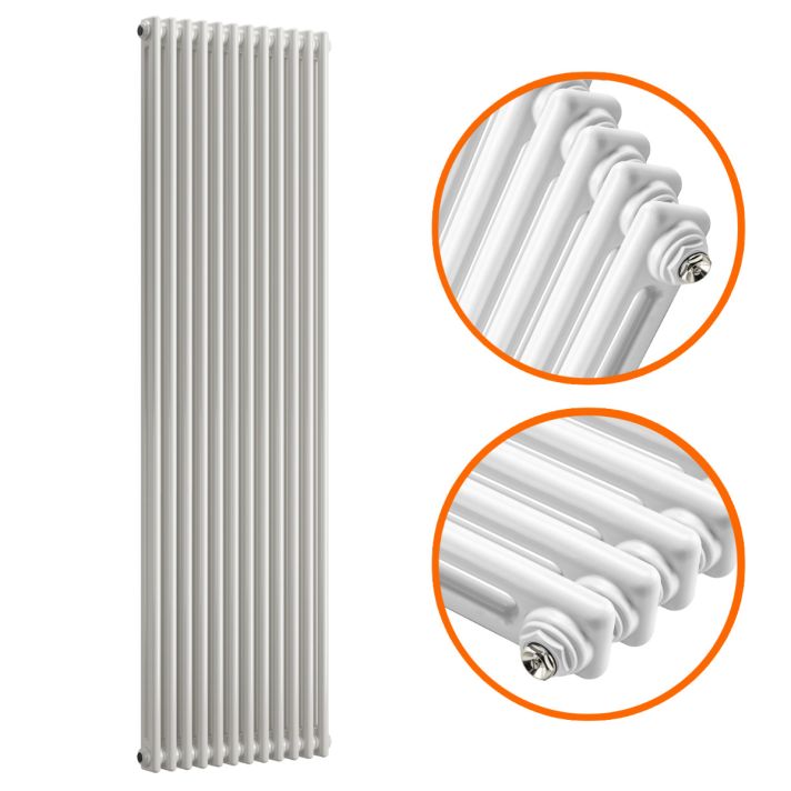 1500 x 560mm White Vertical Traditional 2 Column Radiator