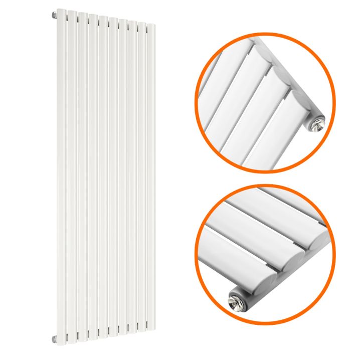 1780 x 590mm White Single Oval Tube Vertical Radiator 