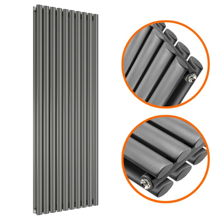 1780 x 590mm Anthracite Double Oval Tube Vertical Radiator 