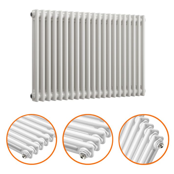 600 x 1013mm White Horizontal Traditional 2 Column Radiator